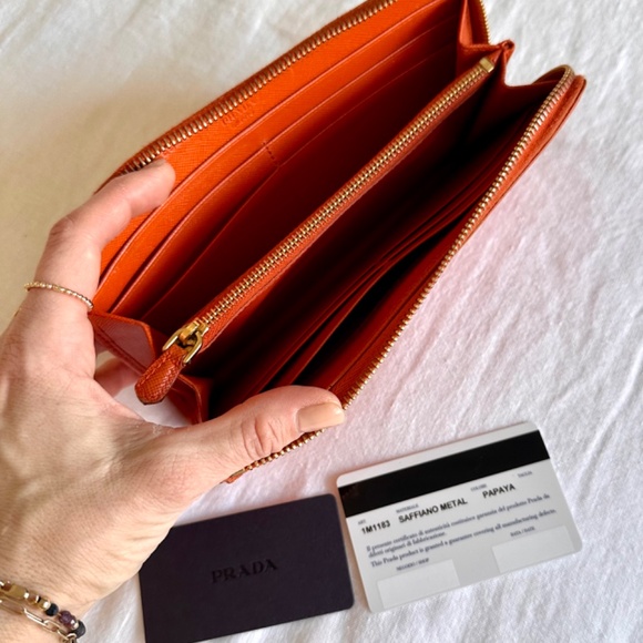 Prada Wallet Saffiano Leather Orange with Box - Picture 5 of 16